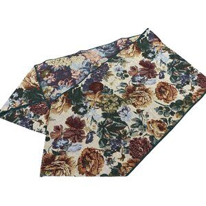 Vintage Style Grannycore Pointed Triangle Tapestry Table Runner Fall Mums 51”